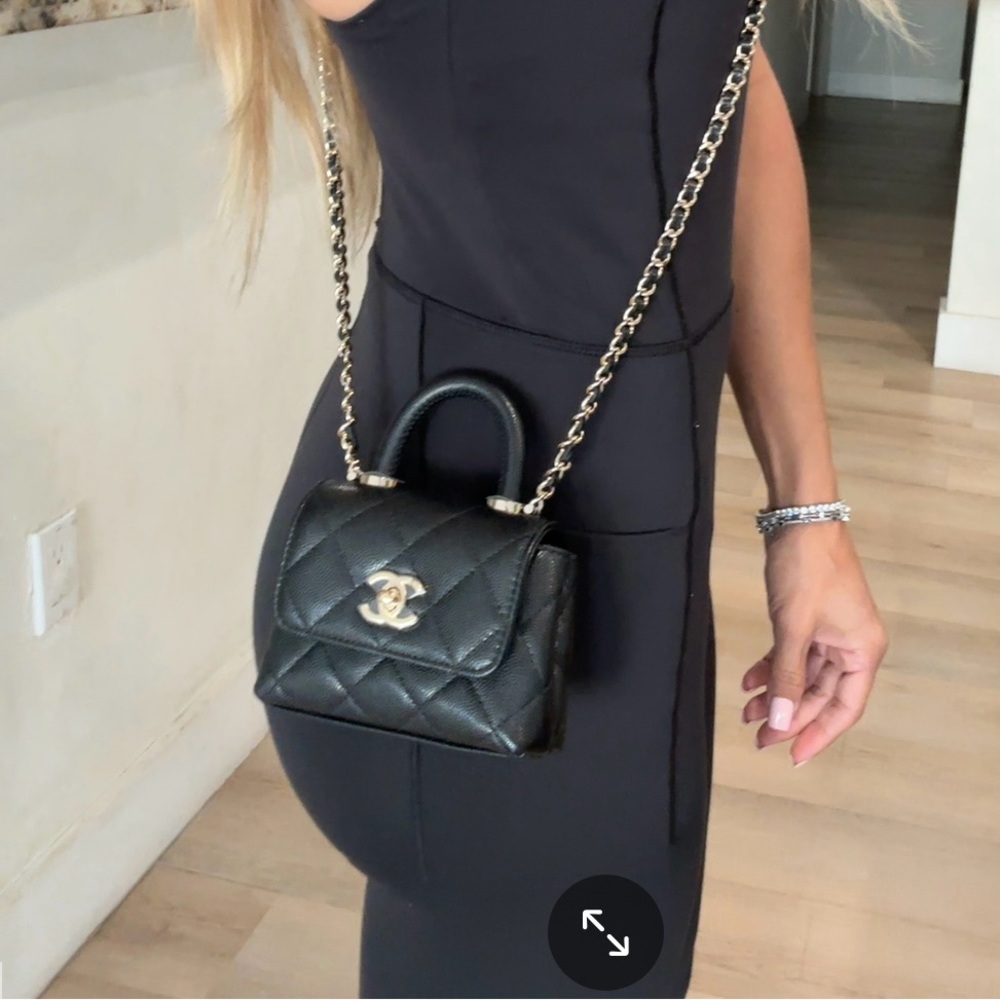 Chanel Black Caviar Quilted Nano Coco Handle Bag with Iconic CC Logo - Picture 6 of 7